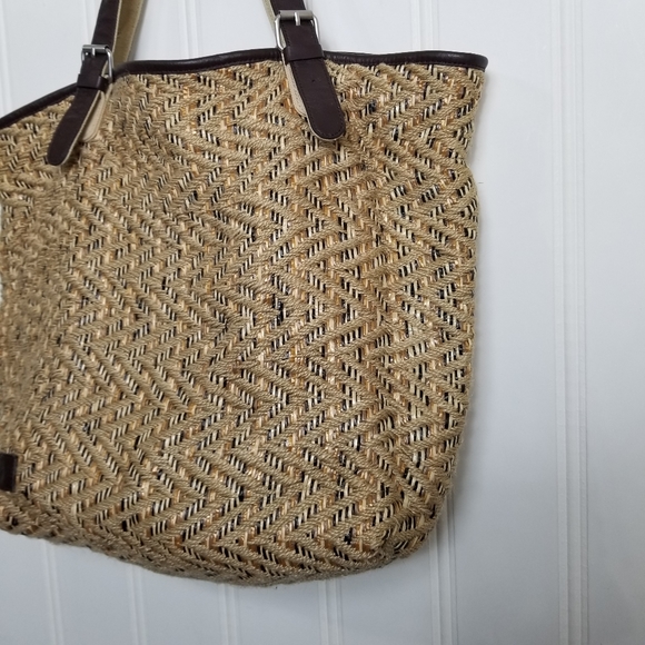 TOMS Island Chevron Woven Straw Large Tote Bag - Picture 3 of 16